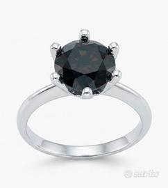 Anello in Argento con Moissanite nera 2 CT