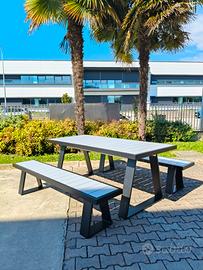 set tavolo + panche da giardino in alluminio nuovo