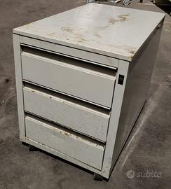 Cassettiera metallo ufficio vintage con ruote