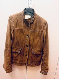 Giacca in pelle camoscio marrone geox