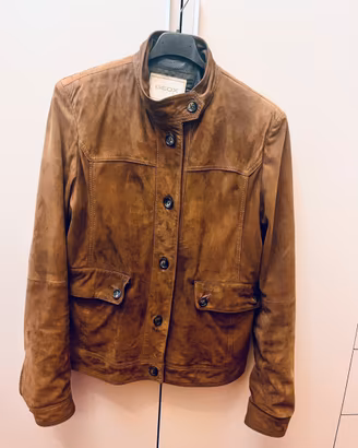 Giacca in pelle camoscio marrone geox