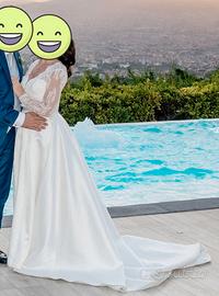 Abito sposa sartoriale mikado e pizzo chantilly