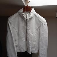 giacca in pelle bianca