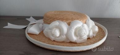 Cappello da cerimonia in paglia da bambina