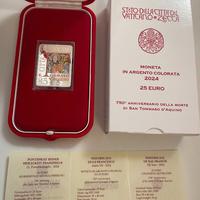 Moneta 25 € Argento Vaticano Tommaso D'Aquino 2024