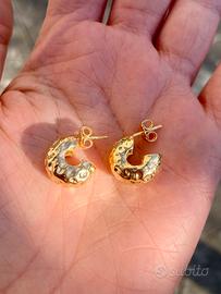 Orecchini martellati argento dorato