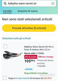 babyliss wave secret air piastra capelli onde bocc