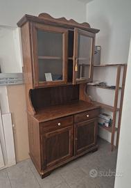 Credenza Vetrinetta da Cucina in legno Castagno 
