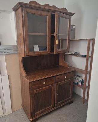 Credenza Vetrinetta da Cucina in legno Castagno 