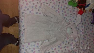 accappatoio rosa chiaro con cappuccio bambina 