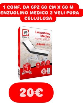 6 pz rotolo lenzuolo medico 60cm x 60 metri