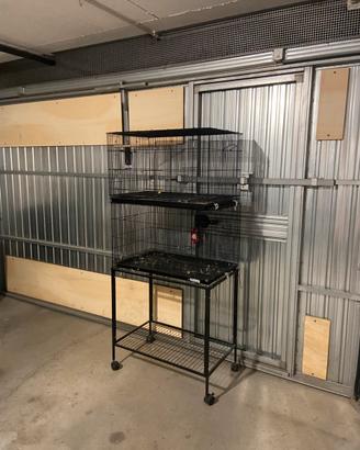 gabbia doppia PawHut con carrello e ruote