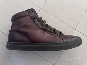 Sneakers alte artigianali in pelle marrone - 43