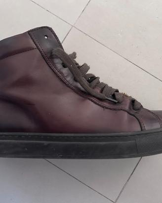 Sneakers alte artigianali in pelle marrone - 43