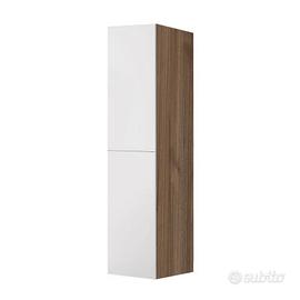 Colonna bagno lavanderia bianca effetto legno