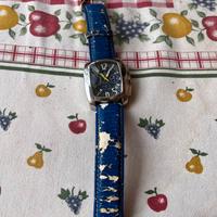 Orologio uomo con quadrante nero e cinturino blu
