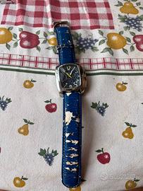 Orologio uomo con quadrante nero e cinturino blu