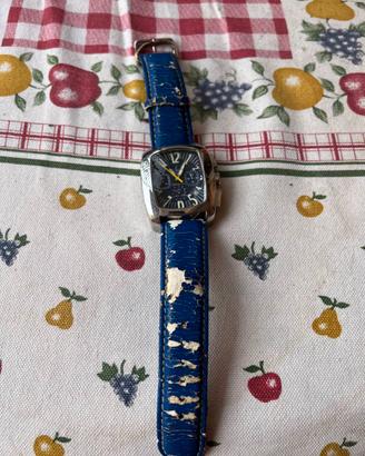 Orologio uomo con quadrante nero e cinturino blu