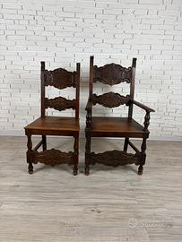 Coppia di sedie antiche abbinate di fine '800