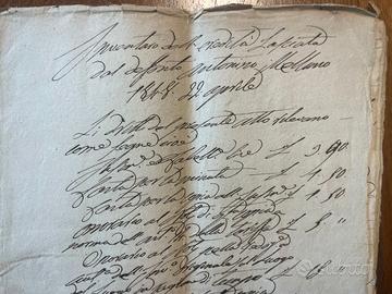 Documento notarile manoscritto originale – 1848