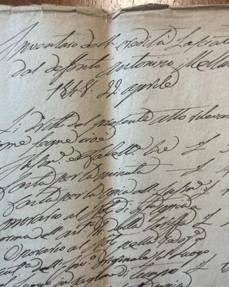 Documento notarile manoscritto originale – 1848