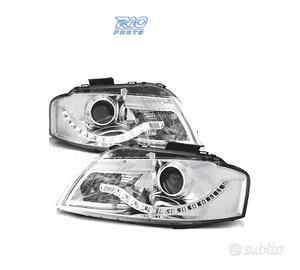 FARI AUDI A3 8P LUCE LED DIURNA FONDO CROMATO