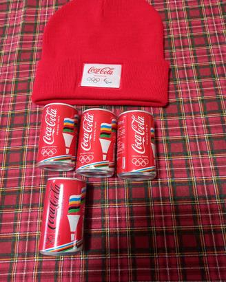  cappello coca cola e 4 lattine  fiamma olimpica  