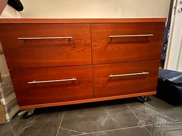 cassettiera con rotelle 4 cassetti color ciliegio