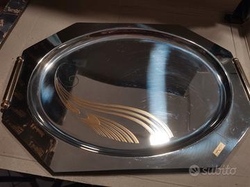 vari vassoi in acciaio inox 18/10 e oro 24 k