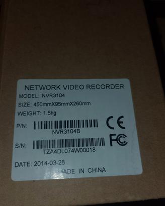 DAHUA NVR 3104 + 4 telecamere  leggi descrizione 