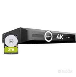 NVR 4K videosorveglianza con hard disk 2TB