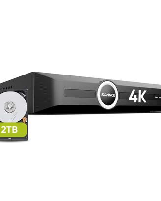 NVR 4K videosorveglianza con hard disk 2TB