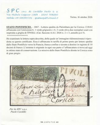 STATO PONTIFICIO-1867-Lettera spedita da Palombara