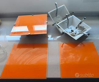 Tris Plafoniere quadrate in vetro  arancioni 25x25