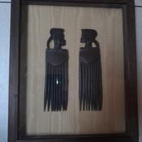 2 pettini vintag africani in legno di ebano 