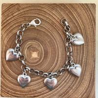 Bracciale vintage argento 925 charms cuori