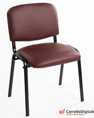 Sedia Imbottita Impilabile in Eco Pelle BORDEAUX
