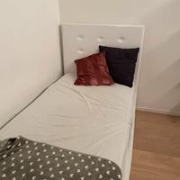 Letto imbottito singolo bianco con contenitore