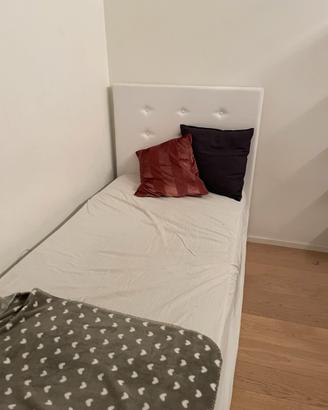 Letto imbottito singolo bianco con contenitore