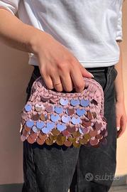 Borsa clutch con paillettes