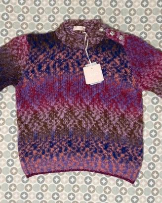 Liu Jo Maglione Alpaca Lana Gioiello Rosa Viola