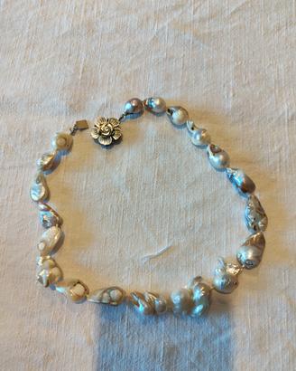 Collana perle barocche scaramazze e argento