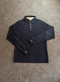 Polo a manica lunga blu Burberry taglia L
