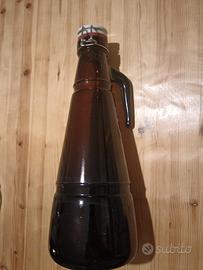 Bottiglia vetro ambrato 2l vintage tappo meccanico