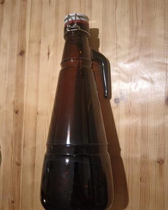 Bottiglia vetro ambrato 2l vintage tappo meccanico