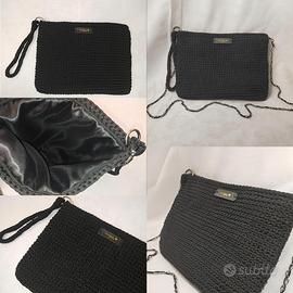 poschette in cordino nero fatta a mano