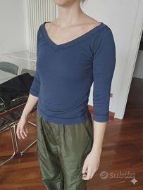 Maglietta Benetton maniche 3/4 blu Tg.XS