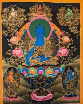 Thangka del Buddha della Medicina – Dipinto a mano