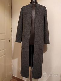 Cappotto lungo da donna in misto lana grigia Zara