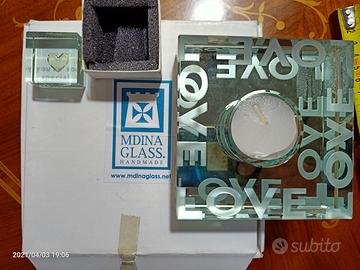 Porta candela Ologramma Vetro maltese Mdina Glass